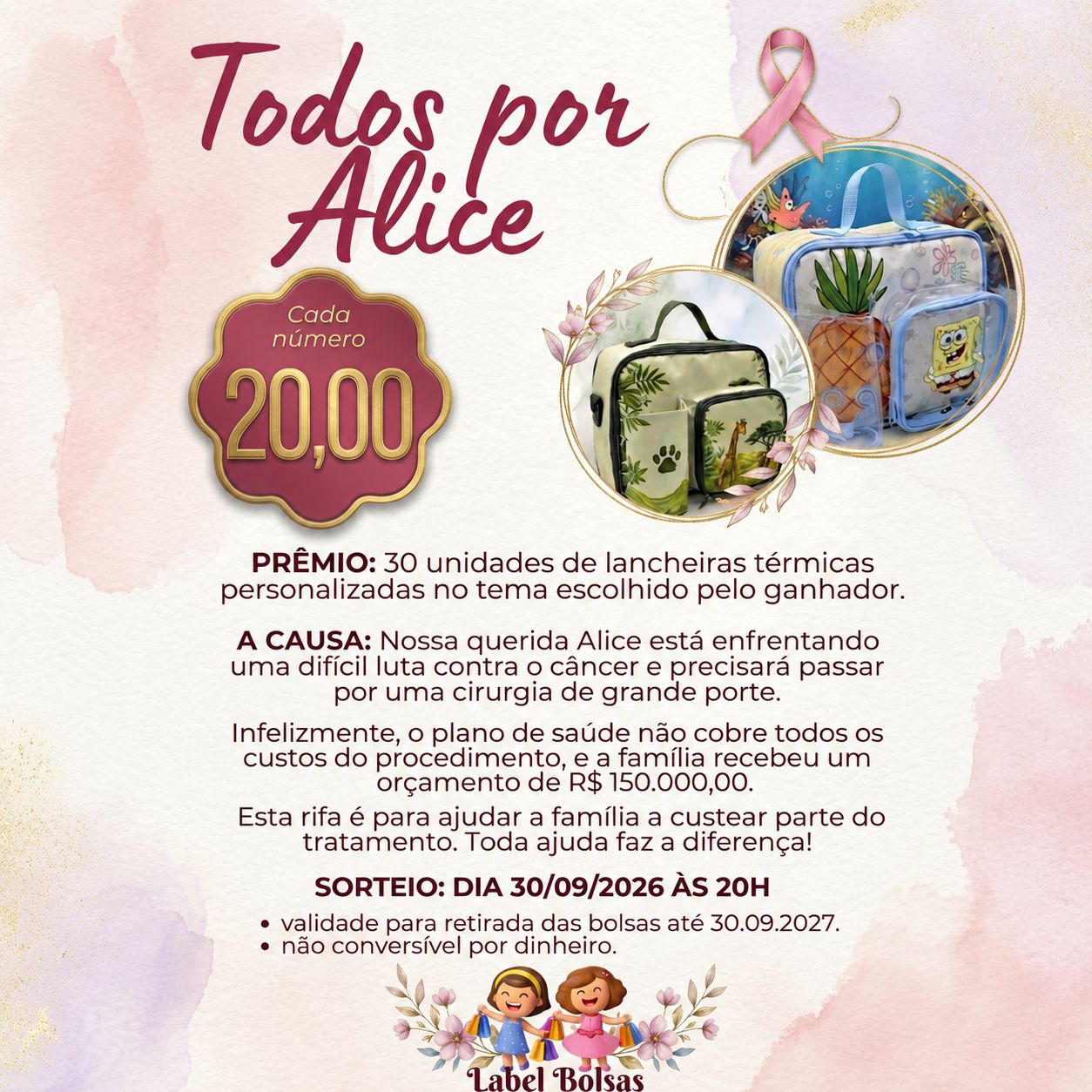 Cartaz da rifa Todos por Alice